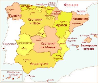 Карта Испании